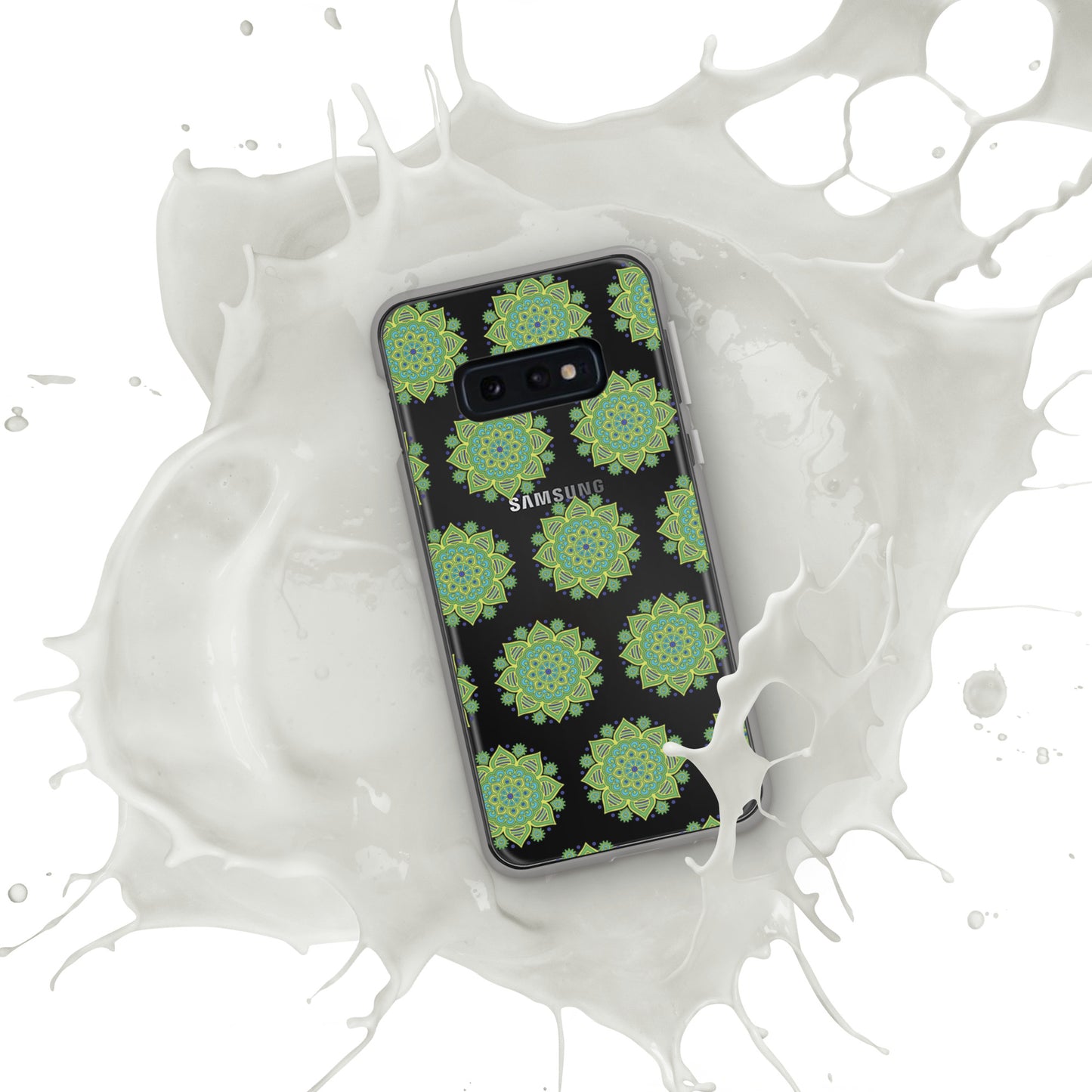 Phonecase for Samsung-  Clear Case With Green Mandala