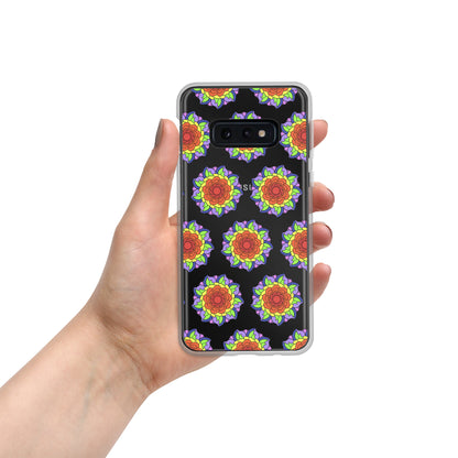 Phonecase For Samsung - Clear Case With Rainbow Flower Mandala