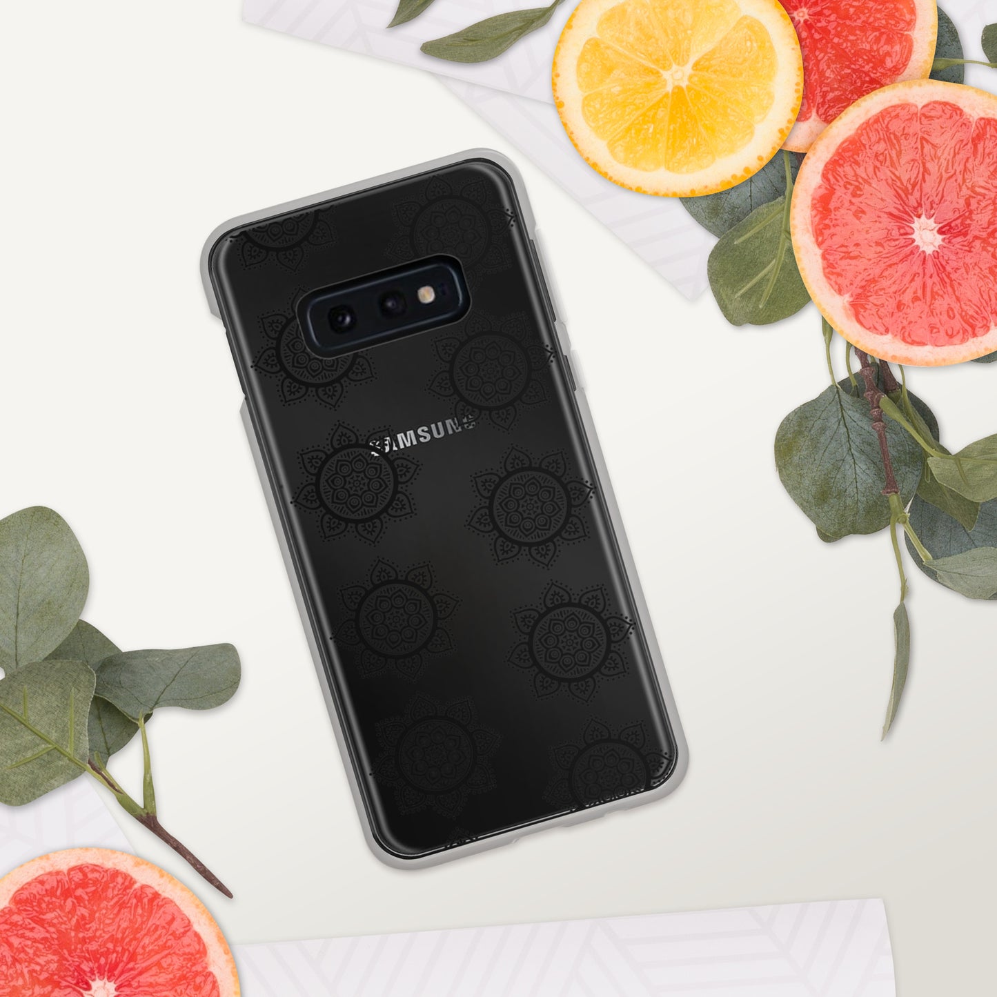 Phonecase for Samsung - Clear Case With Black Mandala