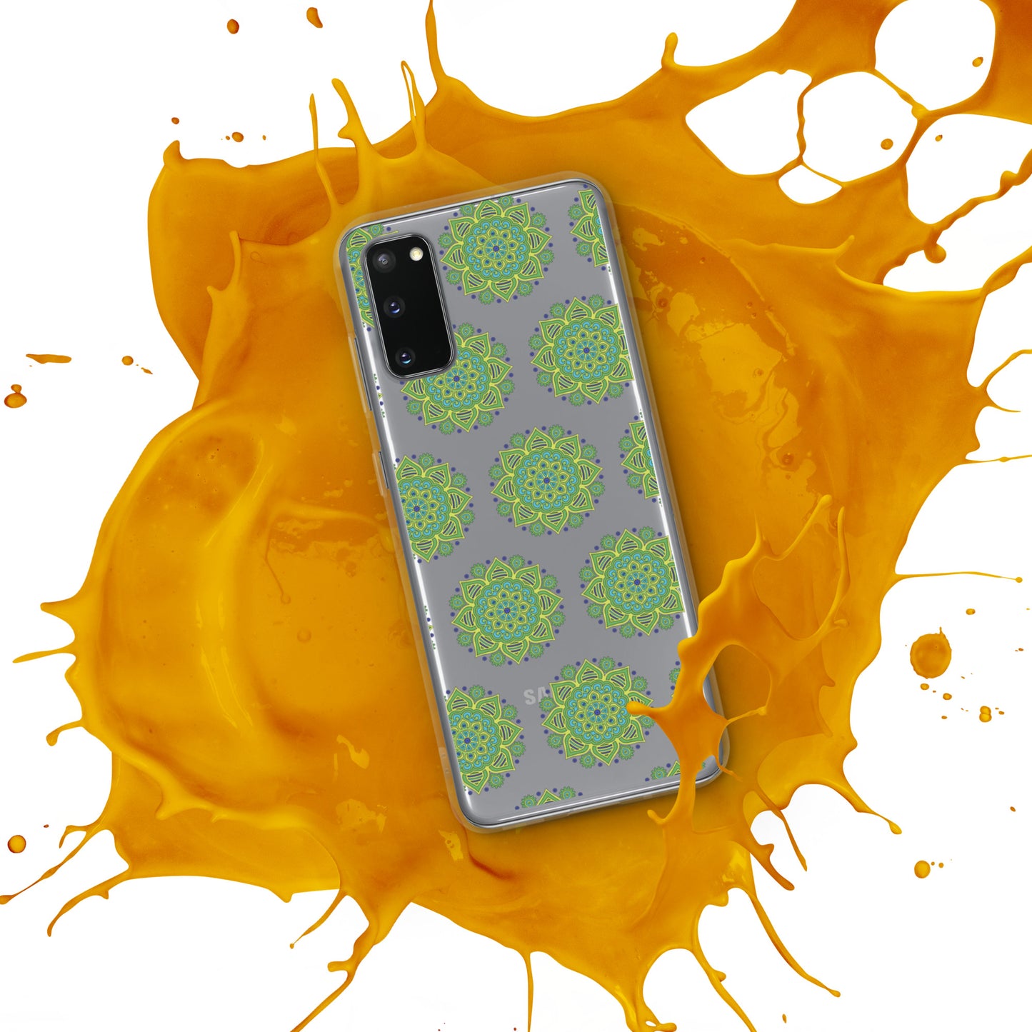 Phonecase for Samsung-  Clear Case With Green Mandala