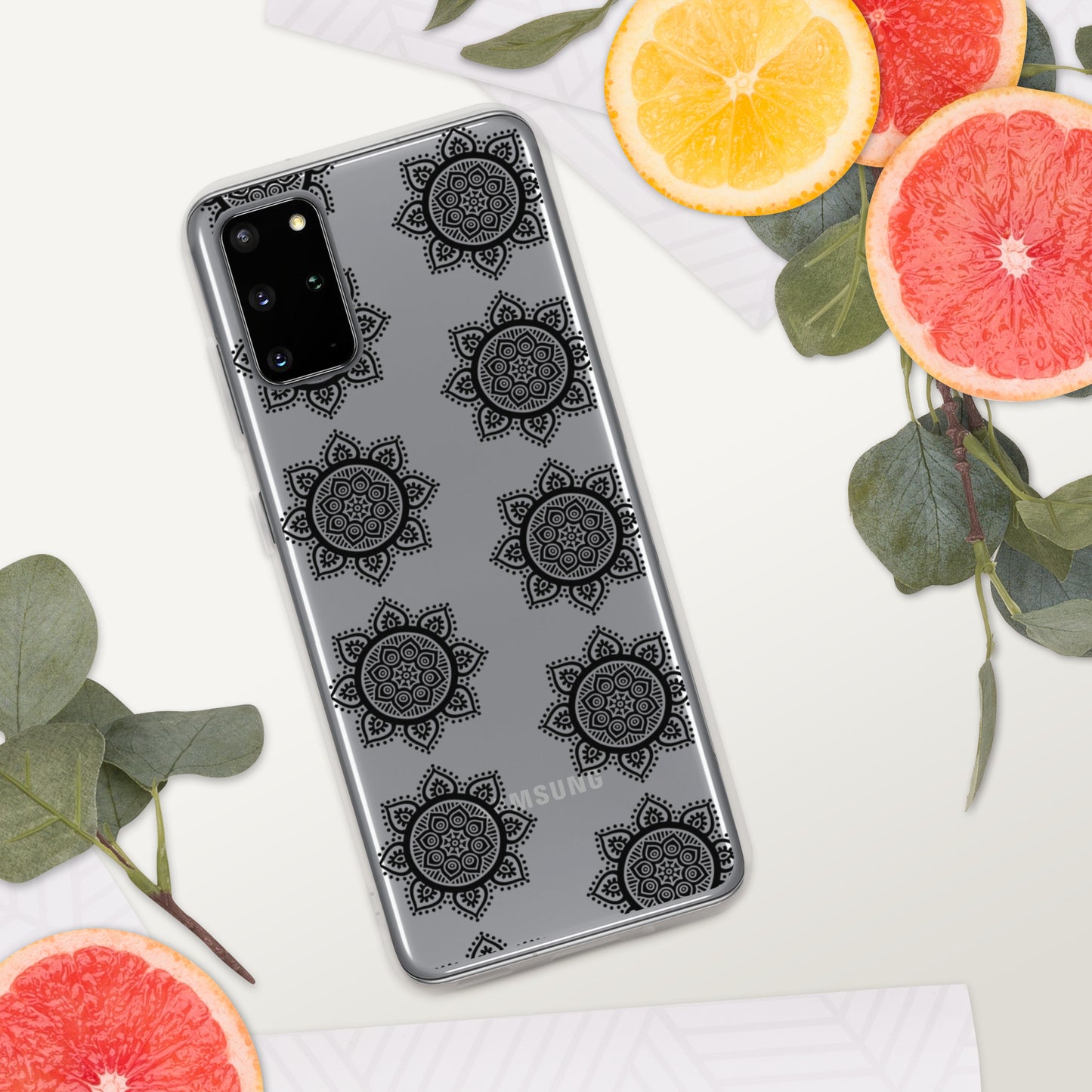 Phonecase for Samsung - Clear Case With Black Mandala