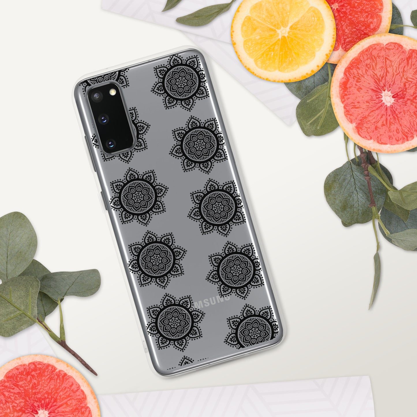 Phonecase for Samsung - Clear Case With Black Mandala