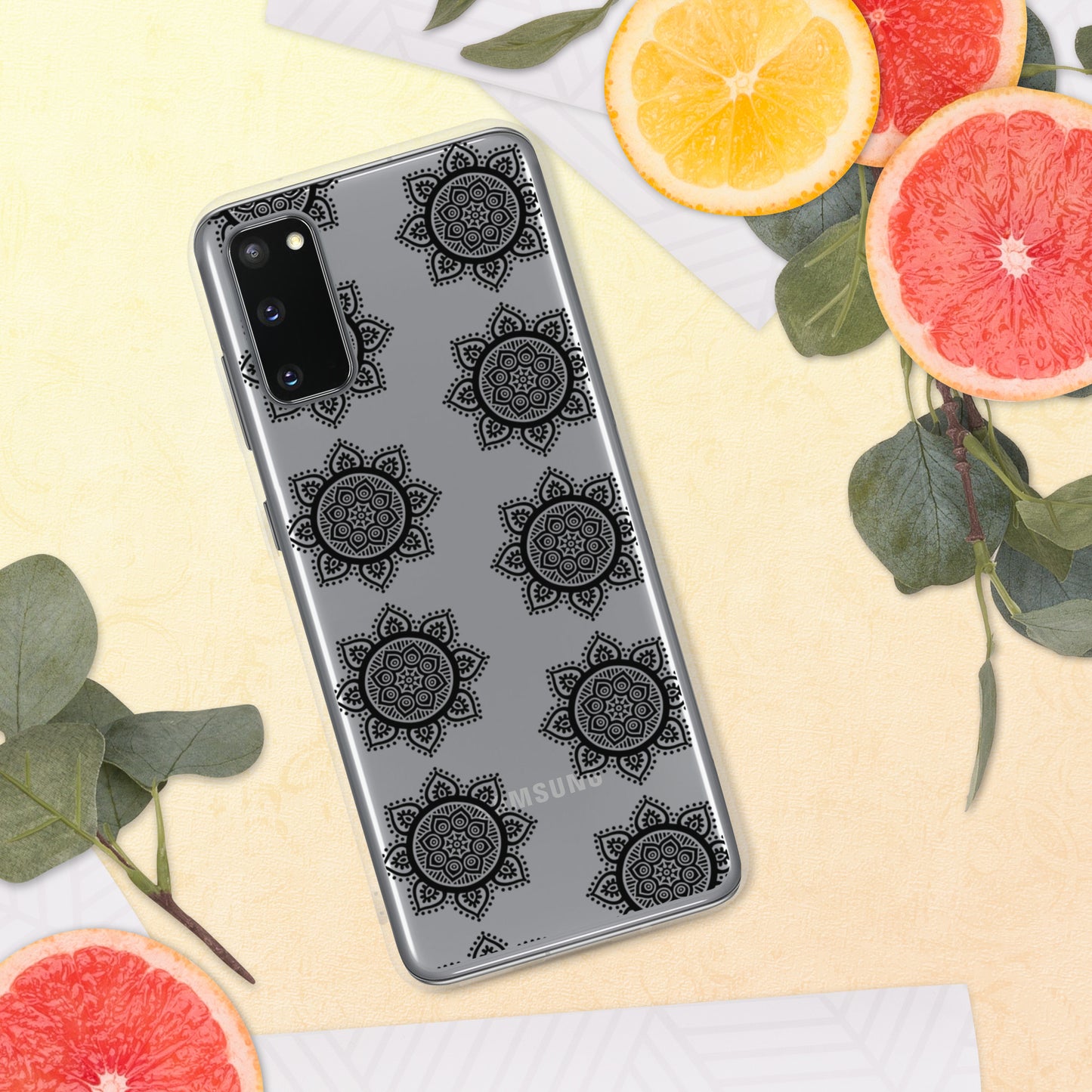 Phonecase for Samsung - Clear Case With Black Mandala