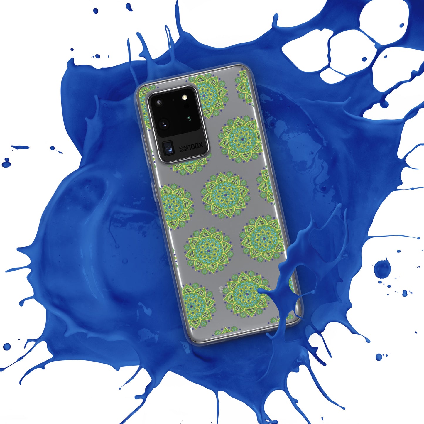 Phonecase for Samsung-  Clear Case With Green Mandala