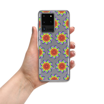 Phonecase For Samsung - Clear Case With Rainbow Flower Mandala