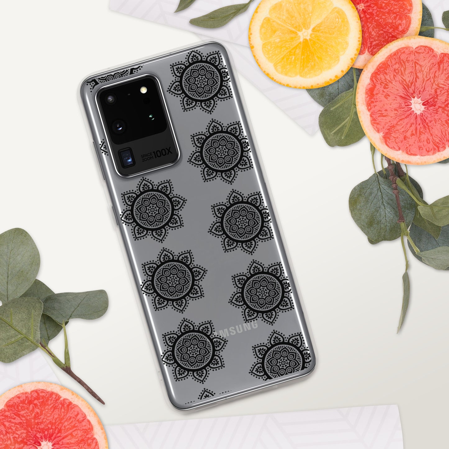 Phonecase for Samsung - Clear Case With Black Mandala