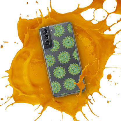 Phonecase for Samsung-  Clear Case With Green Mandala