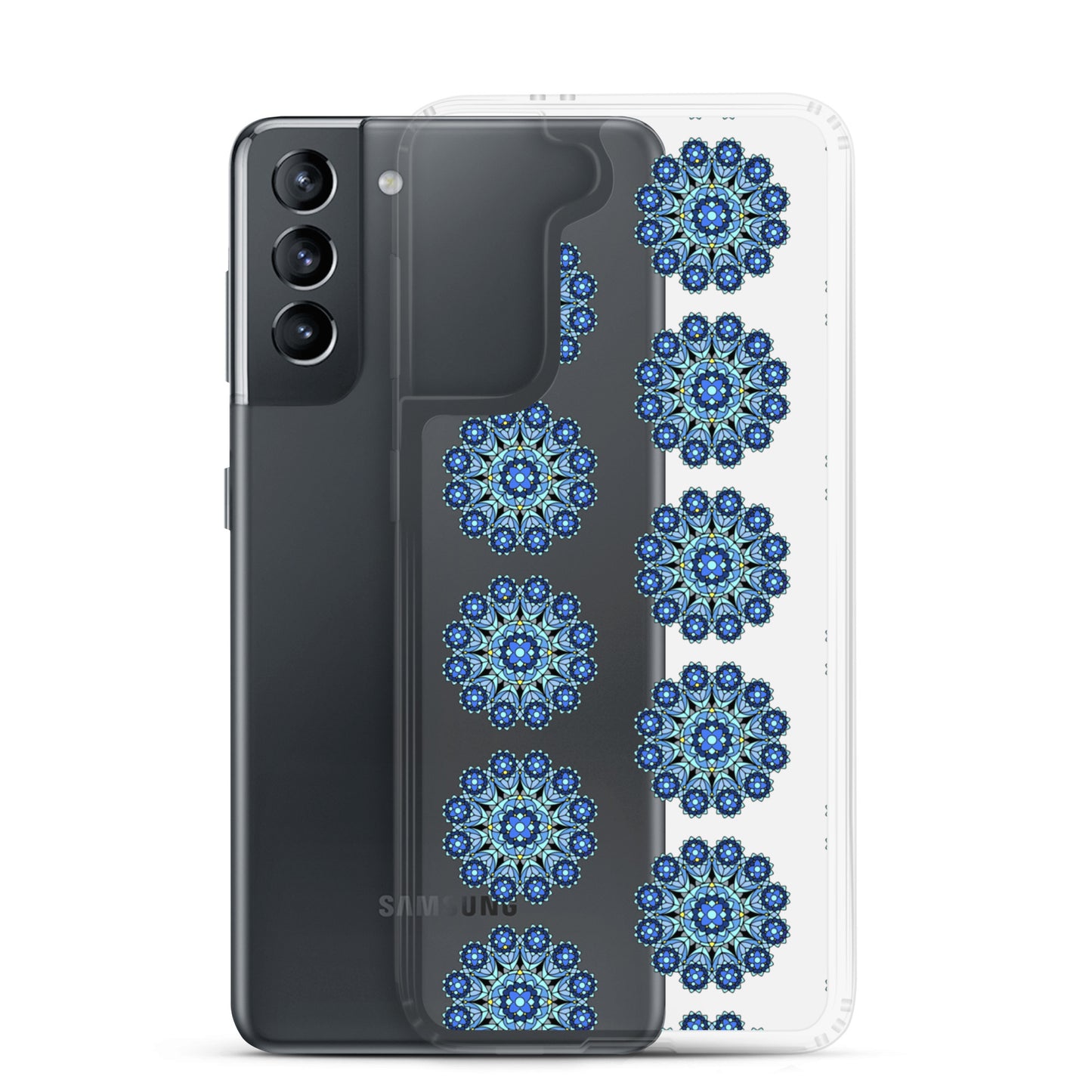 Phonecase for Samsung -  Clear Case With Blue Mandala