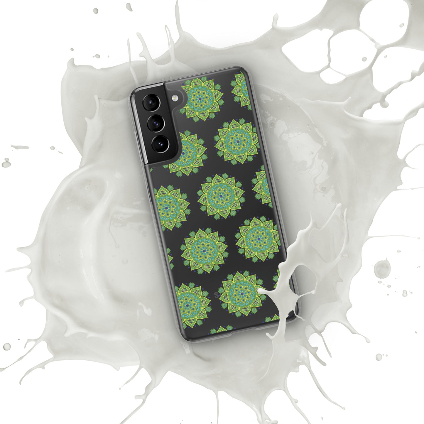 Phonecase for Samsung-  Clear Case With Green Mandala