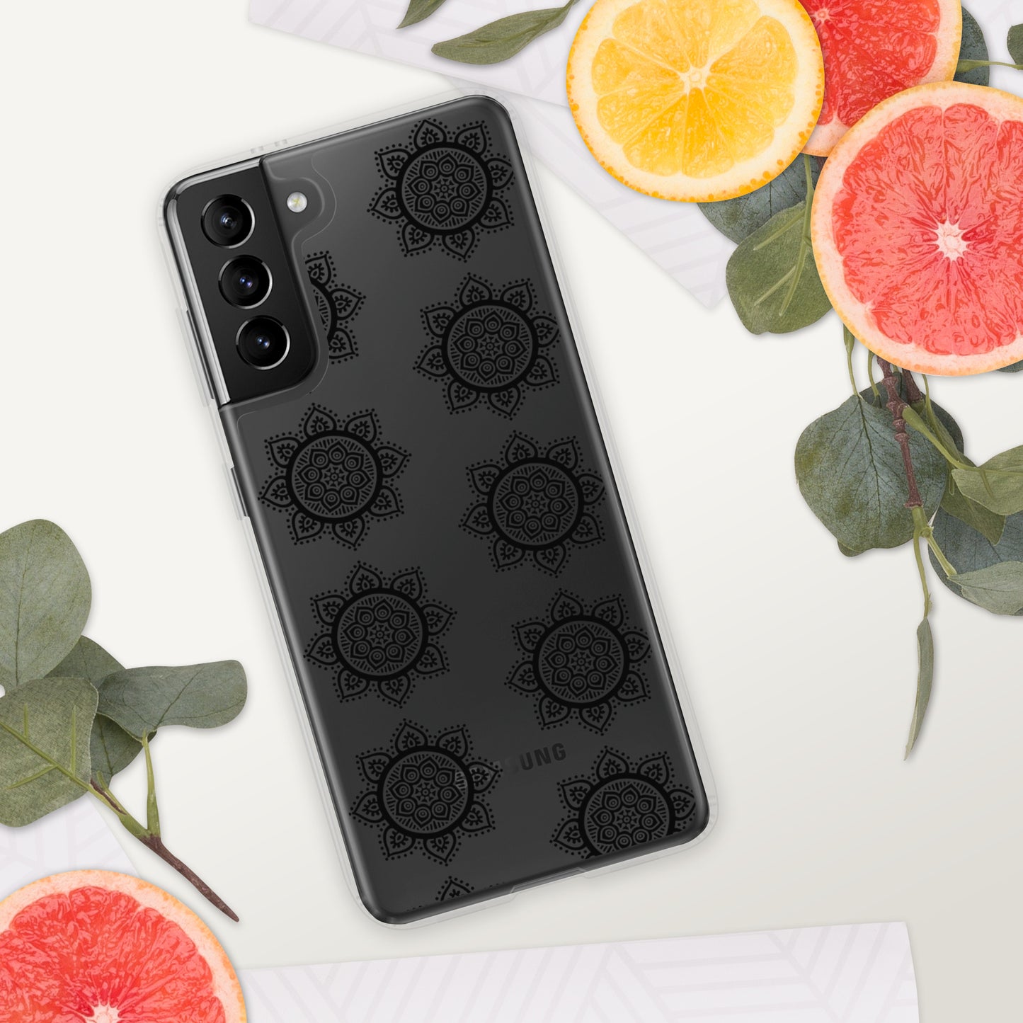 Phonecase for Samsung - Clear Case With Black Mandala