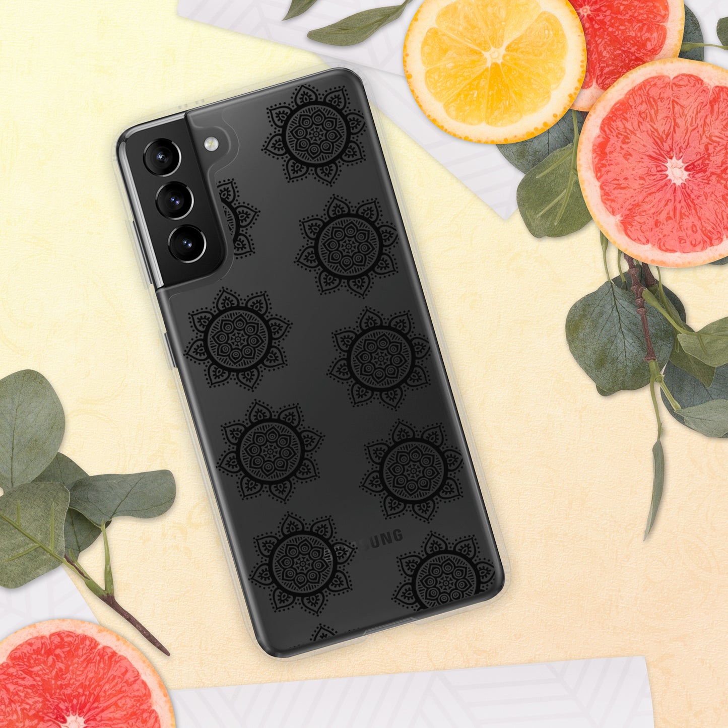 Phonecase for Samsung - Clear Case With Black Mandala