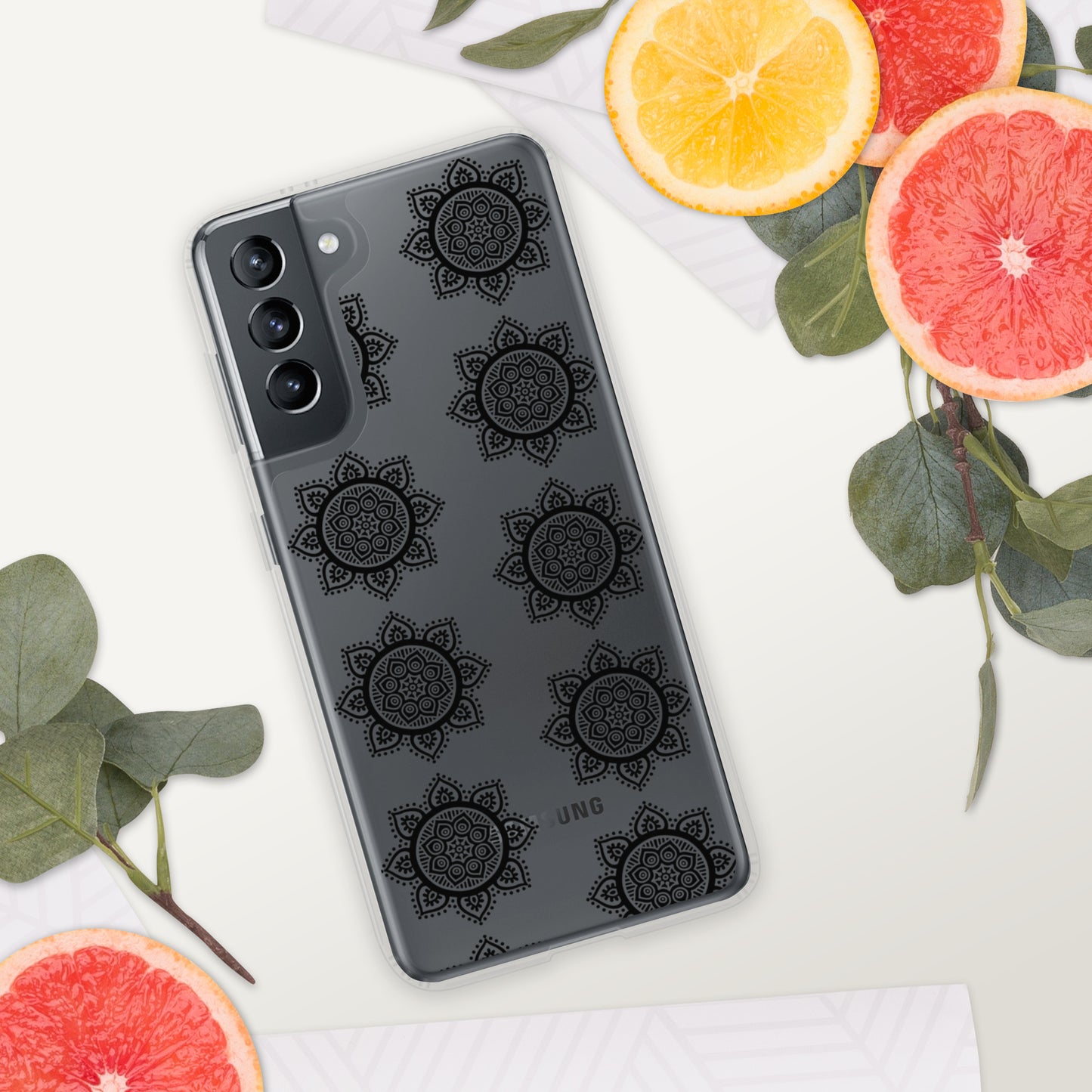 Phonecase for Samsung - Clear Case With Black Mandala