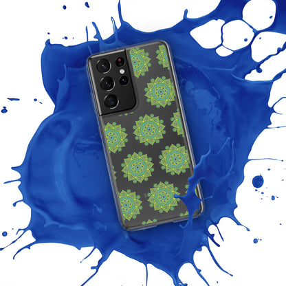 Phonecase for Samsung-  Clear Case With Green Mandala