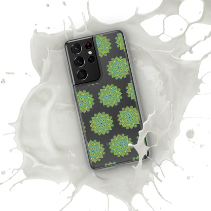 Phonecase for Samsung-  Clear Case With Green Mandala