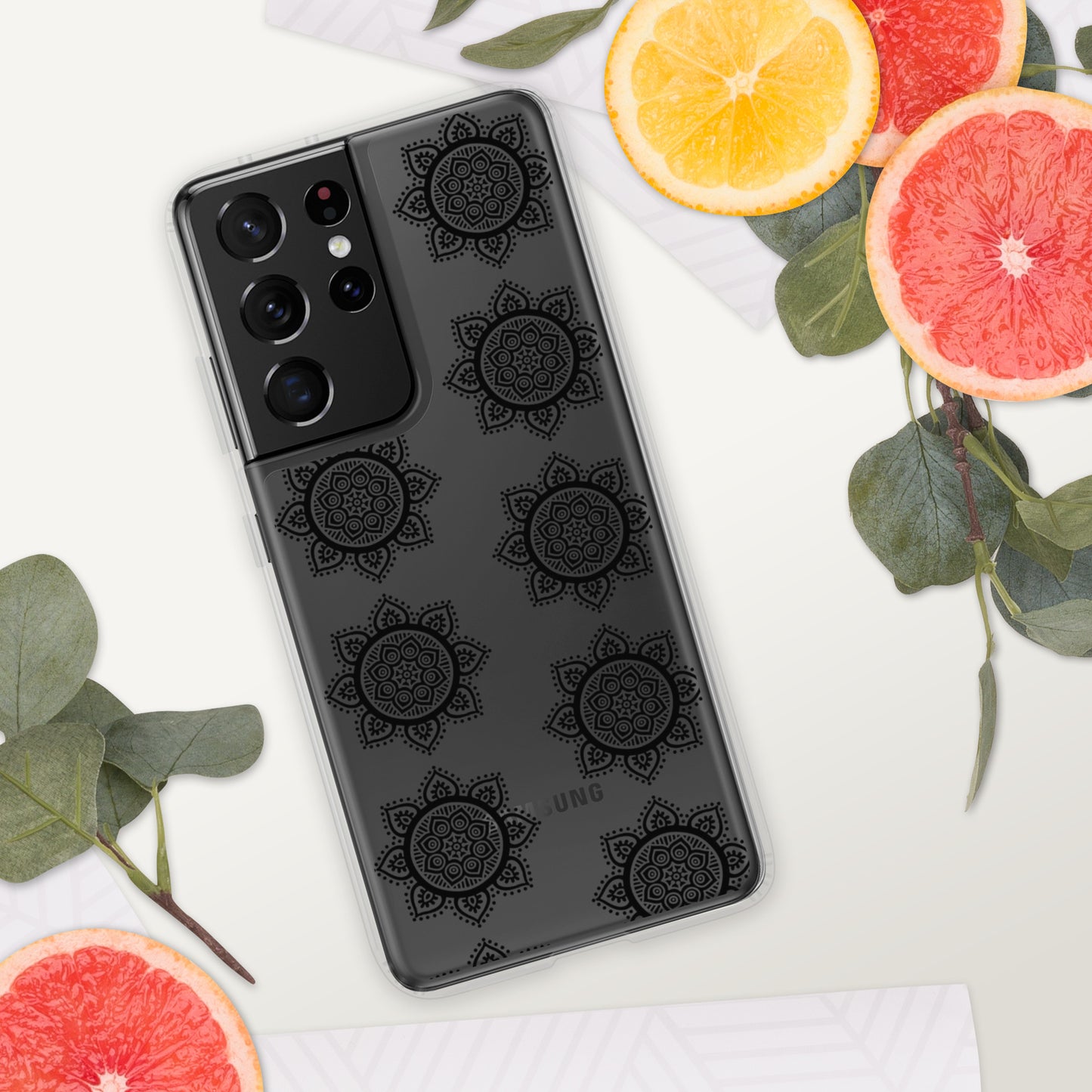 Phonecase for Samsung - Clear Case With Black Mandala