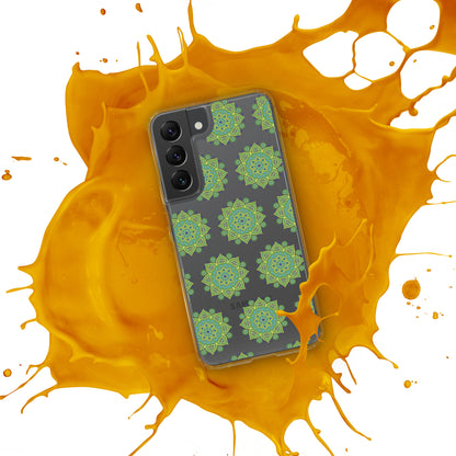 Phonecase for Samsung-  Clear Case With Green Mandala