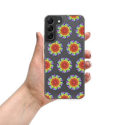 Phonecase For Samsung - Clear Case With Rainbow Flower Mandala