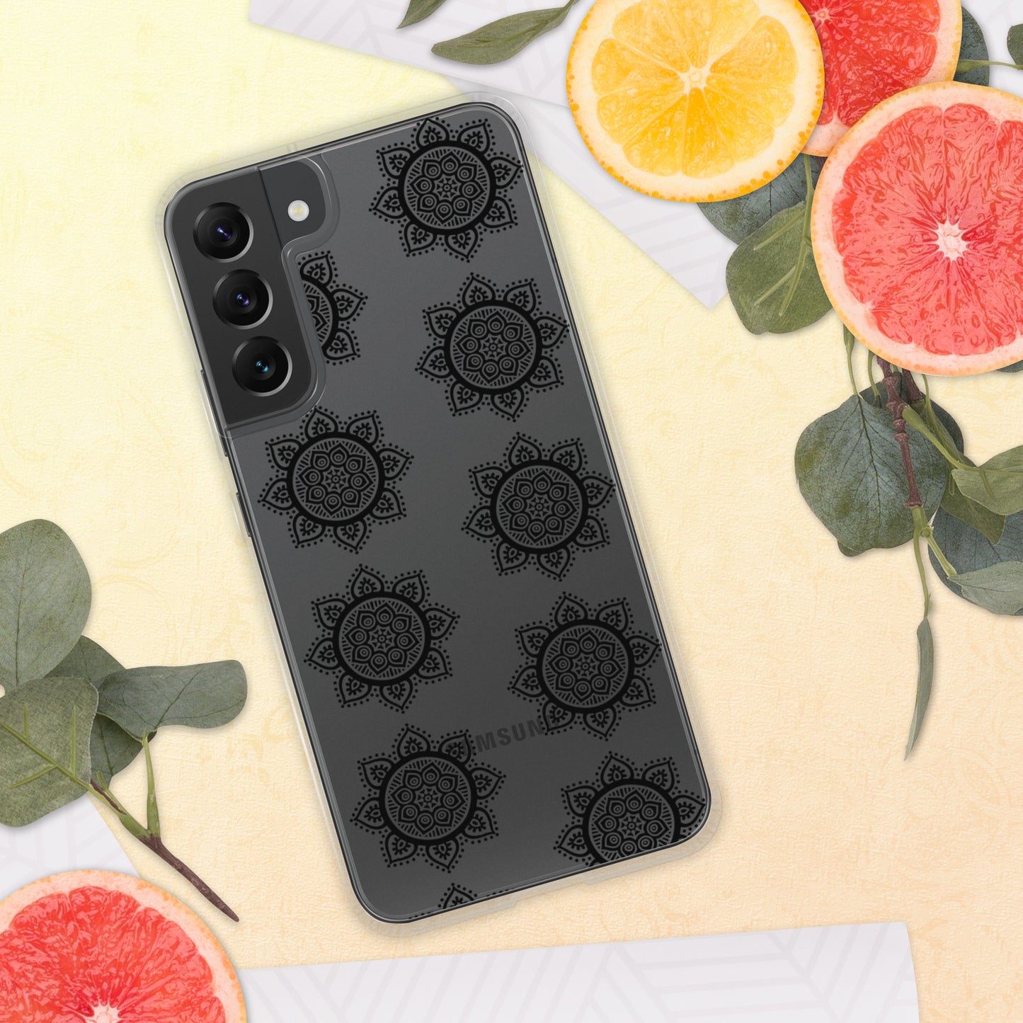 Phonecase for Samsung - Clear Case With Black Mandala