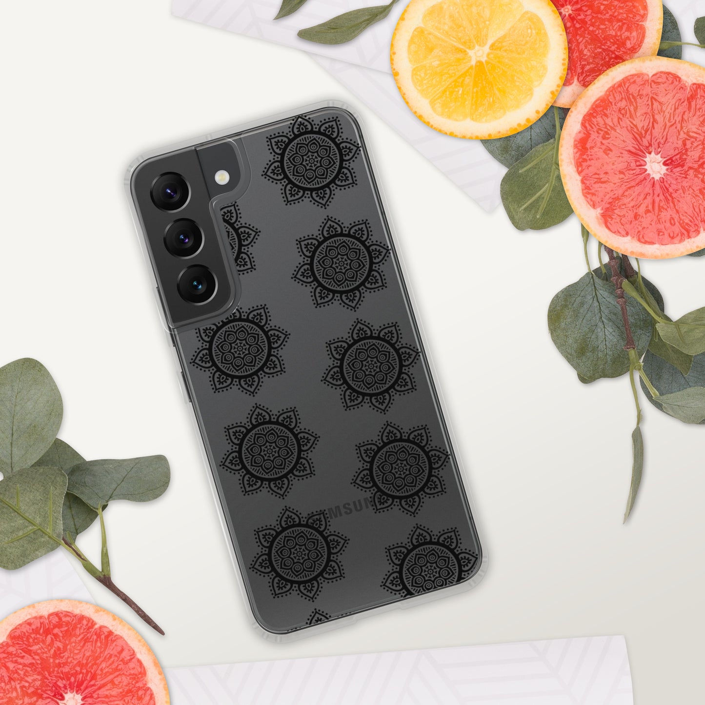 Phonecase for Samsung - Clear Case With Black Mandala
