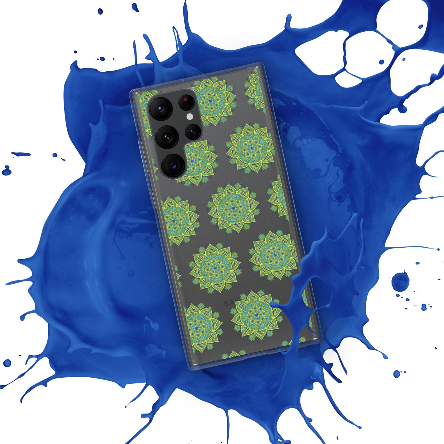 Phonecase for Samsung-  Clear Case With Green Mandala