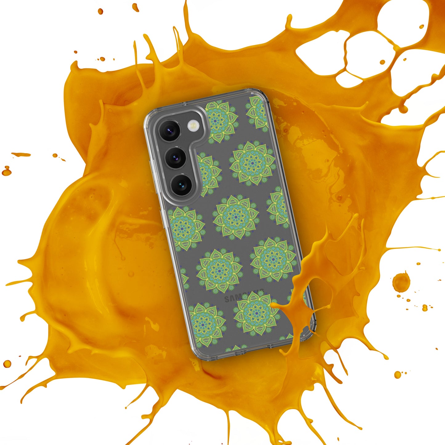 Phonecase for Samsung-  Clear Case With Green Mandala