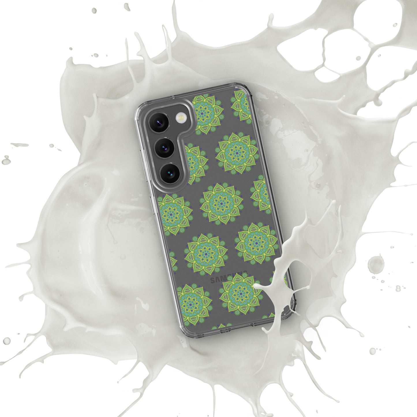 Phonecase for Samsung-  Clear Case With Green Mandala