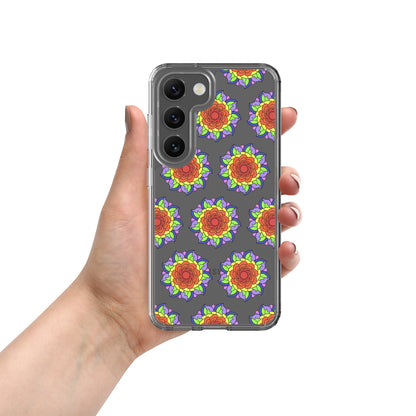 Phonecase For Samsung - Clear Case With Rainbow Flower Mandala