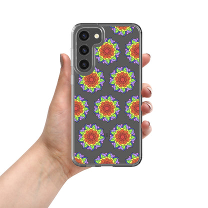 Phonecase For Samsung - Clear Case With Rainbow Flower Mandala