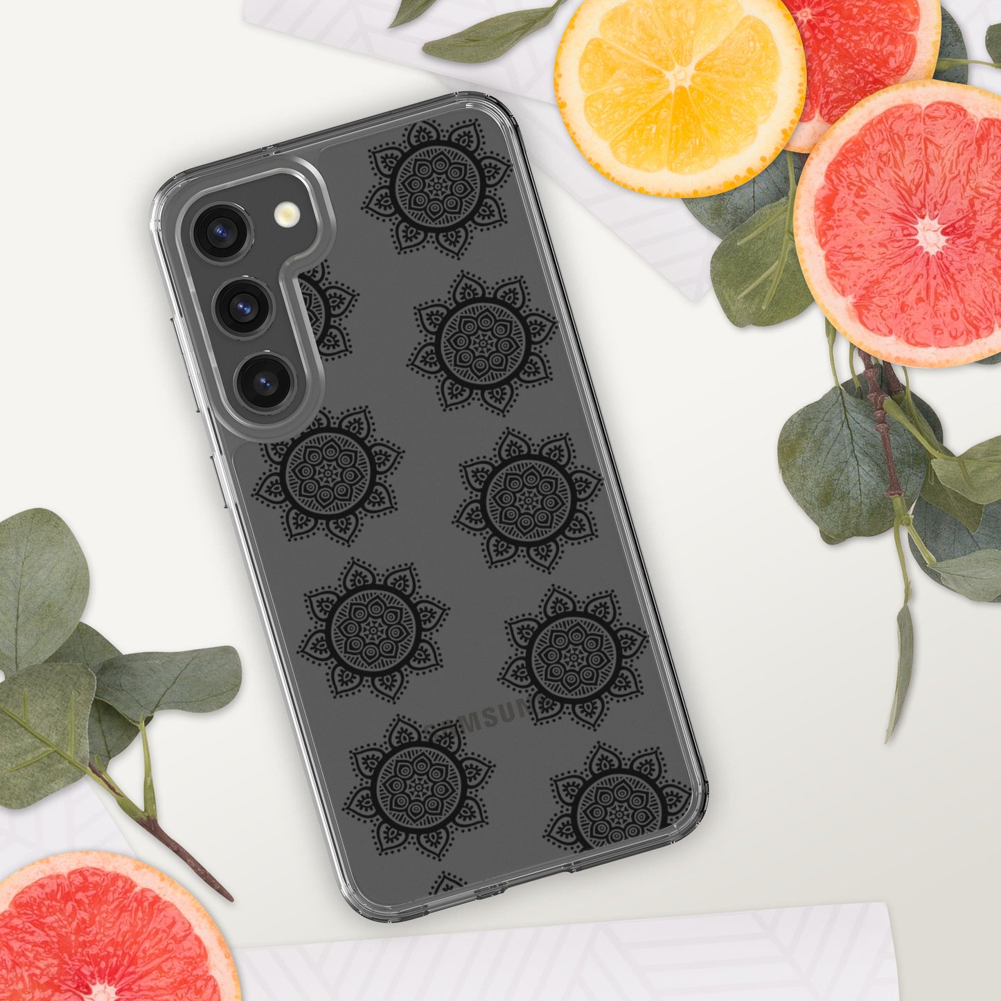 Phonecase for Samsung - Clear Case With Black Mandala