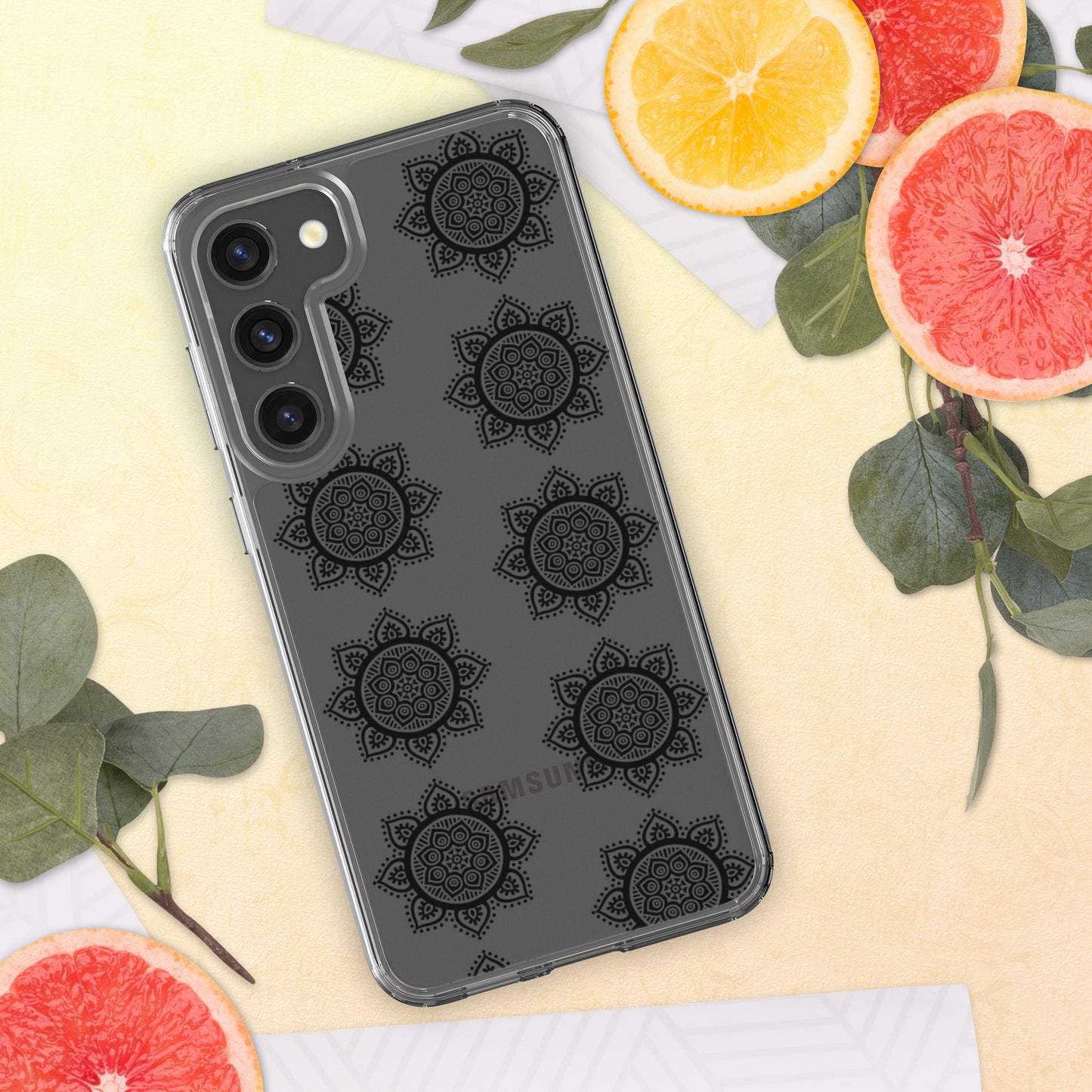 Phonecase for Samsung - Clear Case With Black Mandala