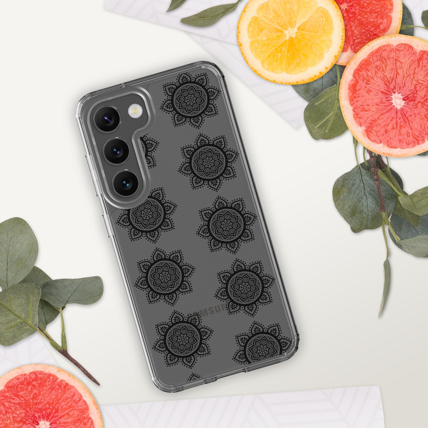 Phonecase for Samsung - Clear Case With Black Mandala