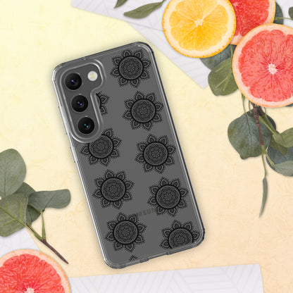 Phonecase for Samsung - Clear Case With Black Mandala