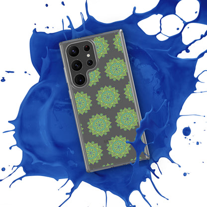 Phonecase for Samsung-  Clear Case With Green Mandala
