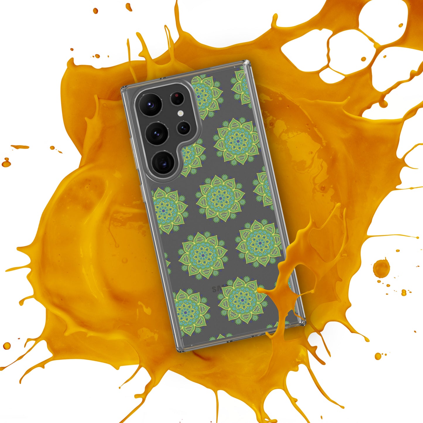 Phonecase for Samsung-  Clear Case With Green Mandala