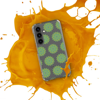 Phonecase for Samsung-  Clear Case With Green Mandala