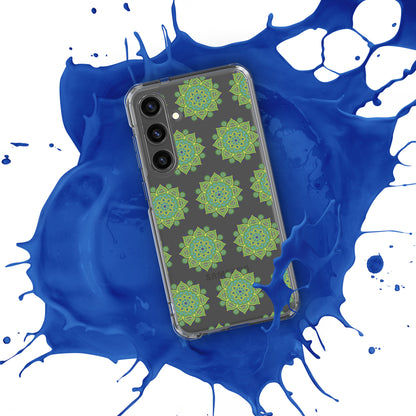 Phonecase for Samsung-  Clear Case With Green Mandala