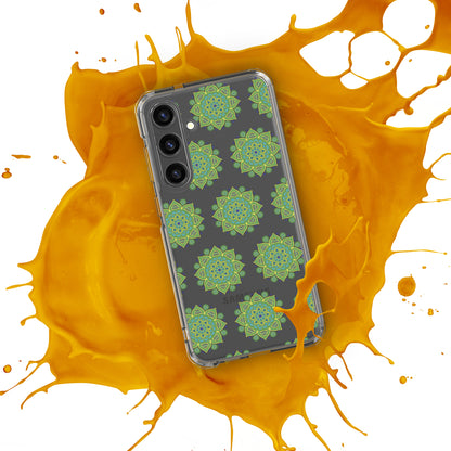 Phonecase for Samsung-  Clear Case With Green Mandala