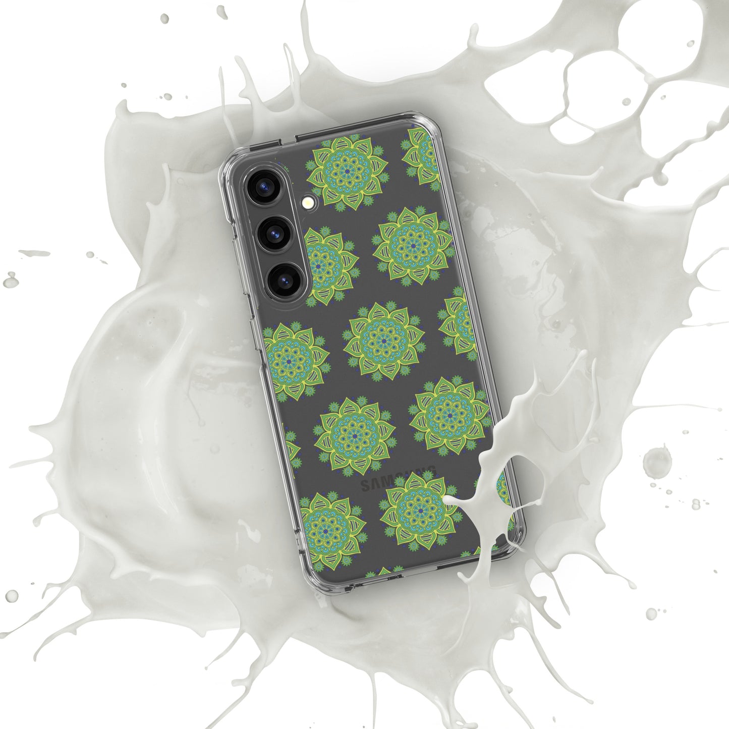 Phonecase for Samsung-  Clear Case With Green Mandala