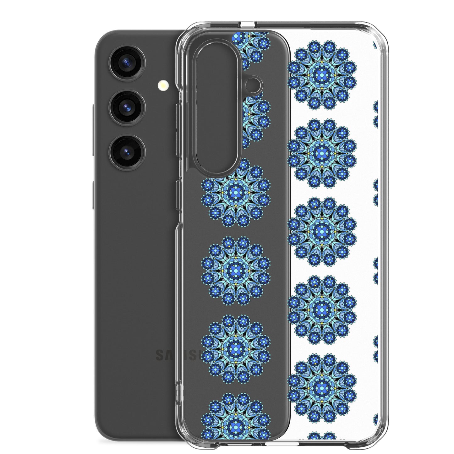 Phonecase for Samsung -  Clear Case With Blue Mandala