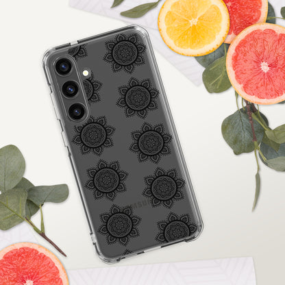 Phonecase for Samsung - Clear Case With Black Mandala