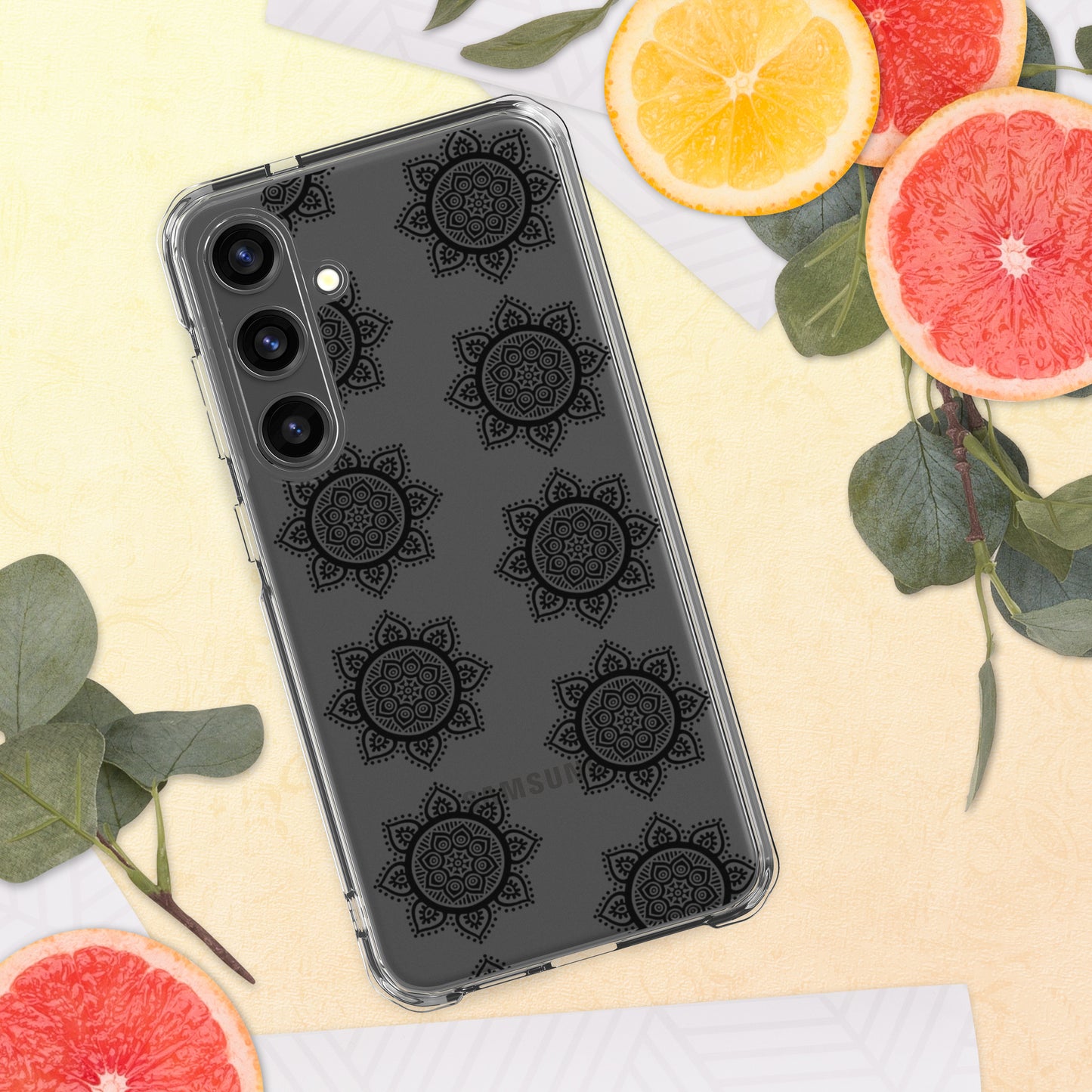 Phonecase for Samsung - Clear Case With Black Mandala