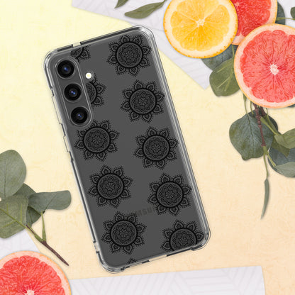Phonecase for Samsung - Clear Case With Black Mandala