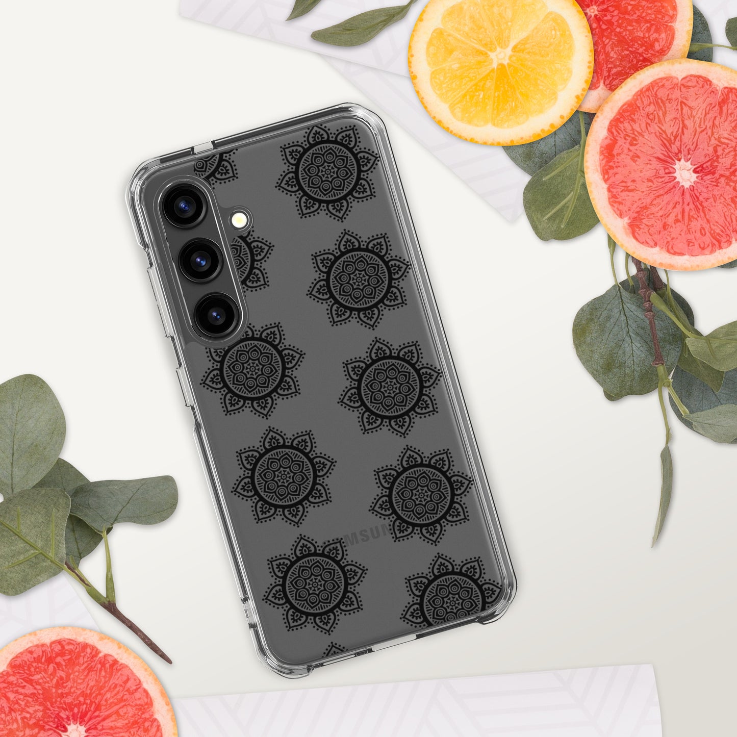 Phonecase for Samsung - Clear Case With Black Mandala