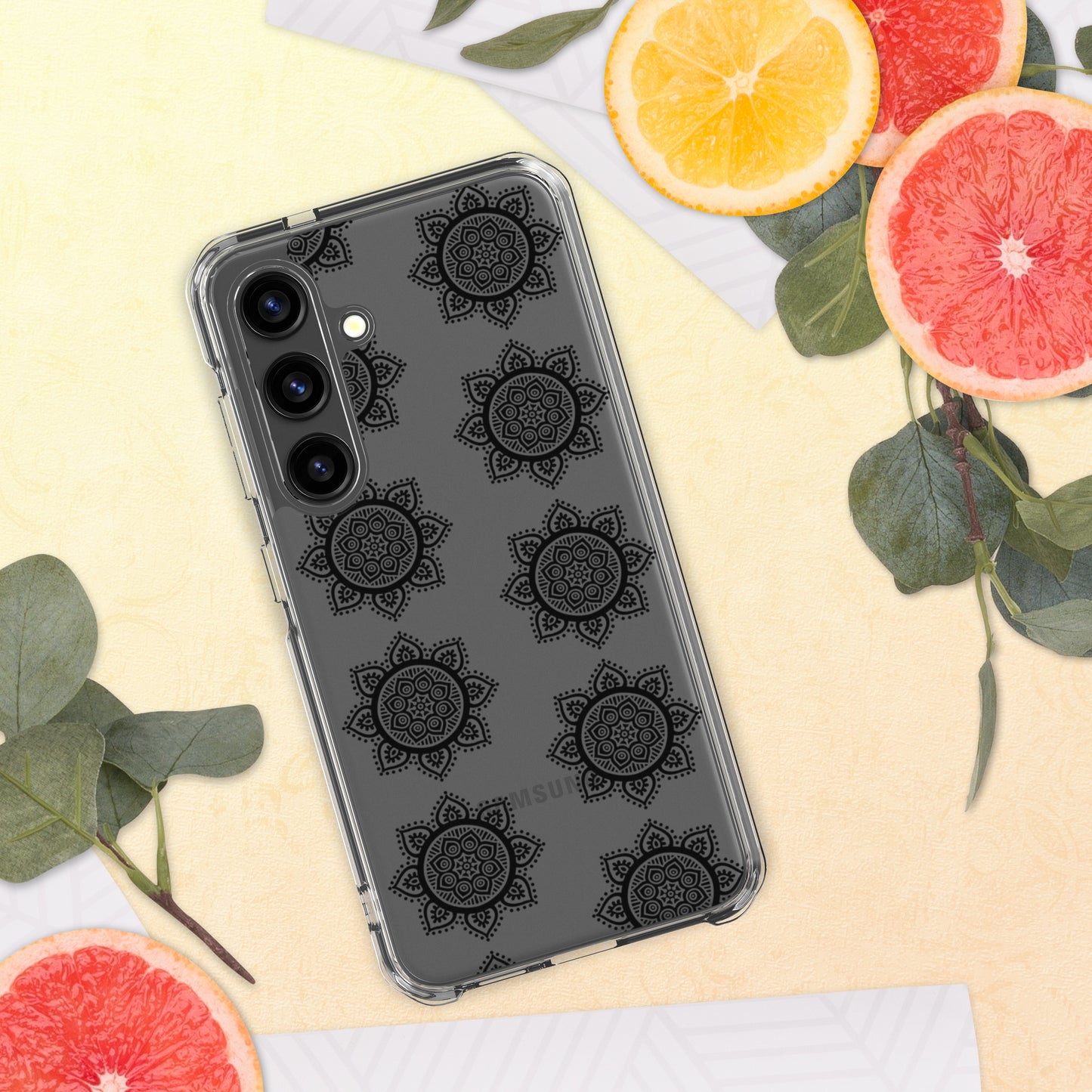 Phonecase for Samsung - Clear Case With Black Mandala