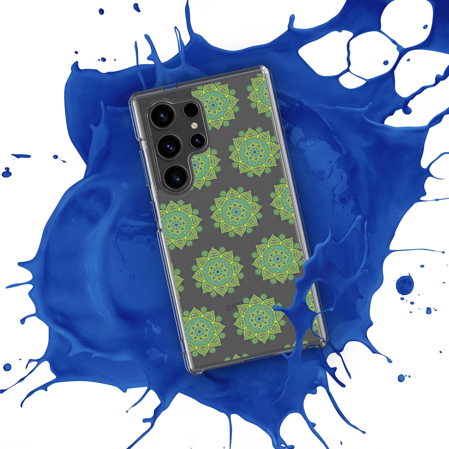 Phonecase for Samsung-  Clear Case With Green Mandala