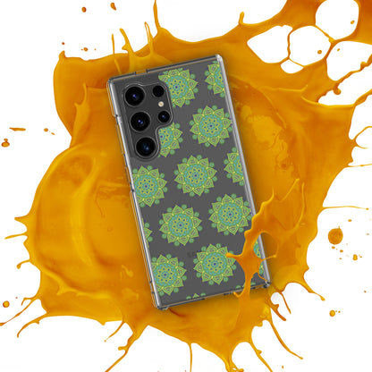 Phonecase for Samsung-  Clear Case With Green Mandala