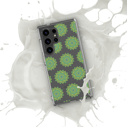 Phonecase for Samsung-  Clear Case With Green Mandala