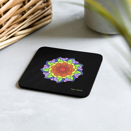 Cork-back Coaster - Rainbow Flower