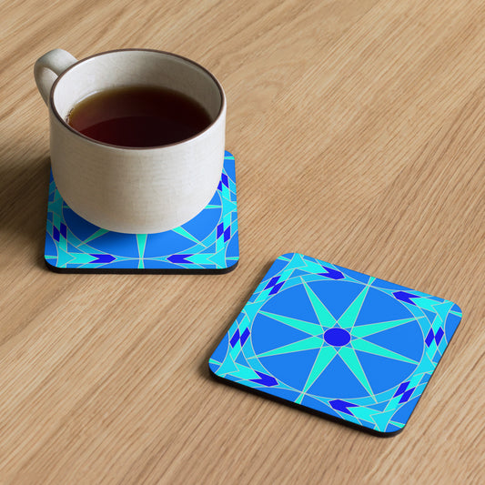 Cork-back Coaster - Bright Blue Tile