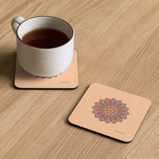 Cork-back Coaster - Peach Lace